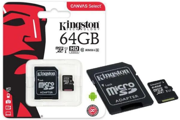 Cartão De Memoria MicroSD Kingston 64Gb 80Mb/s SD Classe10 + Adp. - Image 3