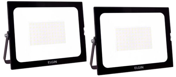 Kit 02 Refletores ELGIN LED 100W 6500K Luz Branca Fria