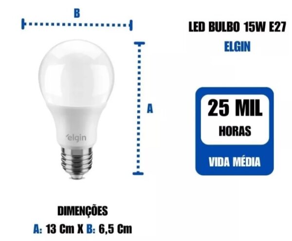 Lampada Led A60 15W Bivolt 6500K Branca Fria - Image 4