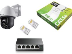 Kit Câmera IP TP-Link VIGI C540 4MP + Switch TP-LINK PoE + Cabo Cat.5E 100M+2 Conectores RJ45 Vazados